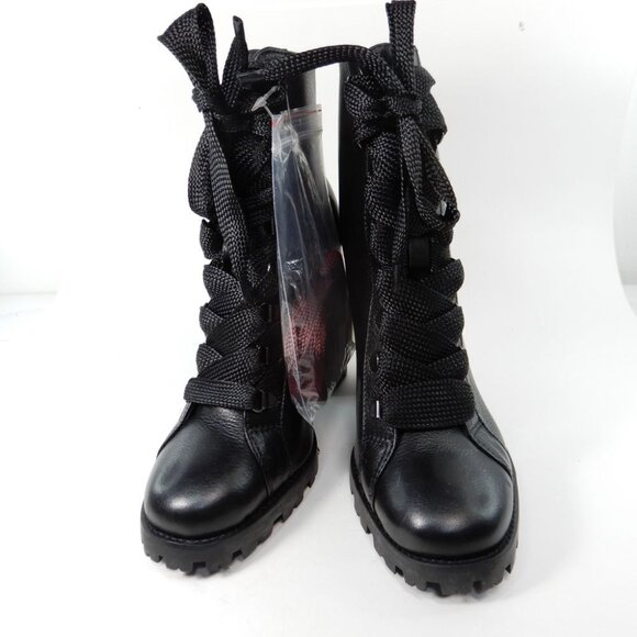 Schutz Zhara Lace up Ankle High Heel Bootie Size 8.5 Black Leather NEW $158 - Picture 7 of 16